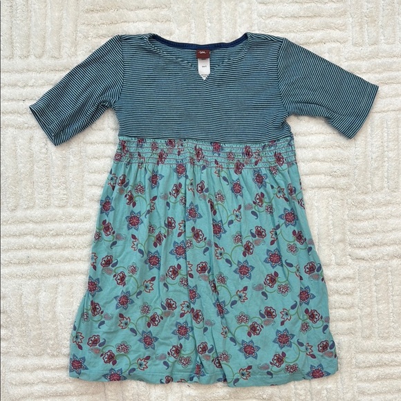 Tea Collection Cotton Smocked Waist Dress in Stripes and Paisley Print - Picture 1 of 4